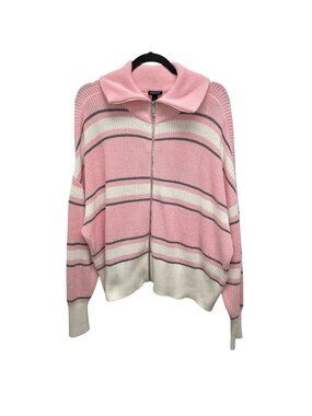 Torrid Women's 2 18/20 Full Zip Knit Sweater Almond Blossom.Striped 4266